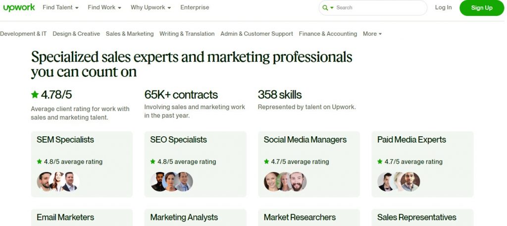 upworkウェブサイト